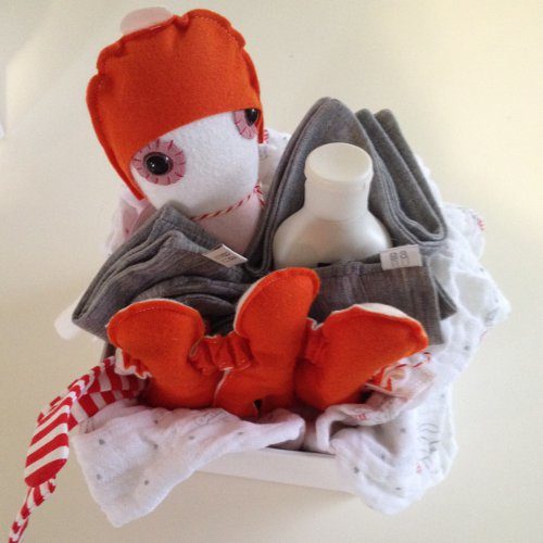 Baby Girl Gift Box - Babu Merino (Orange/Grey)