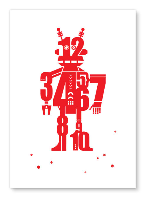 Numbot (robot print) A4 - Red