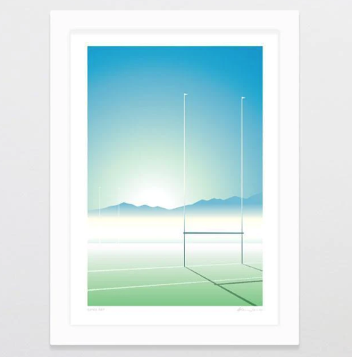 Game Day Art Print - A3 FRAMED White