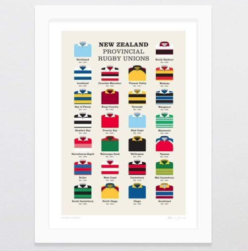 Rugby Unions Art Print - A3 FRAMED White