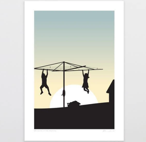 Bringing in the Washing Art Print - A4 Unframed