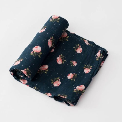 Little Unicorn Cotton Muslin Swaddle - Midnight Rose